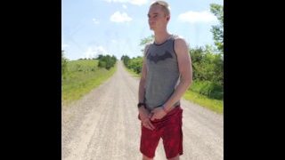 Newbie Taking A Quick Piss On Dirt Road