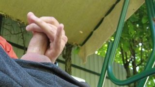 Outdoor Jerking And Pissing Before Nice Cumshot. Solo Circumcised Curved Cock