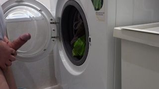 Peeing In The Washing Machine Before To Wash Clothes