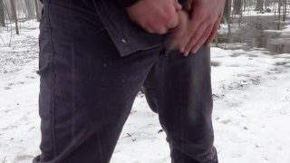 Peeing In The Woods During Snowfall