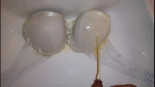 Piss Cum Soaked Satin Bra