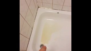 Pissing In The Dormroom’s Shower With My Huge Dick