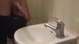 Pissing My Beautiful Circumcised Cock In The Sink