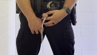 Police Officer Pissing In Public Restroom