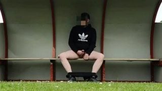 Risky Exhib After Match, Pissing And Cum