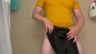 Self Piss In Sports Shorts And Then Jerk Off While Sniffing Them No Cum