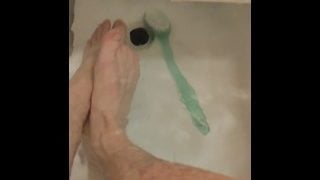 Skinny Twig Strokes His Cock And Pissed In Sink And Shows Off Feet In Bathtub