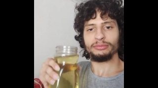 Sniffing Large Amount Of Piss Also Spitting On The Jar Off Piss