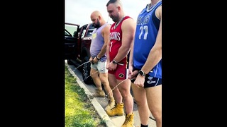 Three Tradies Piss On Side Of Road