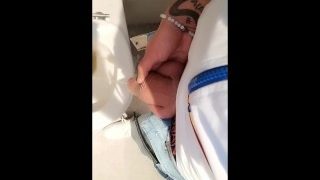 Twink With Fat Uncut Cock Piss At A Rest Stop Toilet