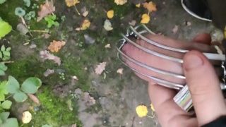 Uncut Ginger Walking Around And Pissing In Chastity