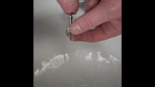 Urethral Sounding With A Sprinkler End , Pissing Through It