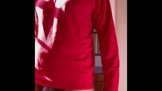 Wearing My Xmas Red Shirt While Cumming And Then Peeing