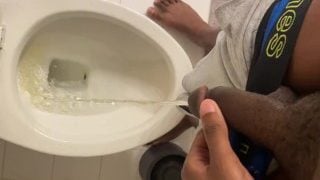 Young Black Dude Pulls Down Underwear And Pisses