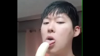 my korean sucking on his favorite fruit