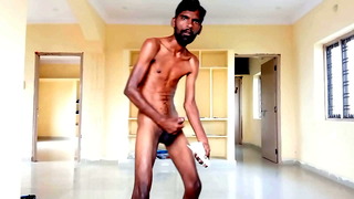 Rajesh Playboy 993 striping, masturbating dick, spanking, moaning and cumming in the paper cup