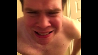 pathetic dude whimpers and cries during self administered spanking