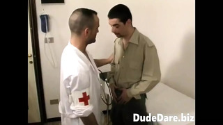 Unethical doctor fisting soldier’s asshole at the hospital
