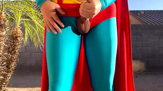 Superman Jerk Off and Cum
