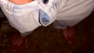 Young slim Asian teen (18+) boy jerk dick and cum outside.