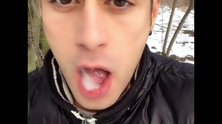 Cum play on tongue and swallowing load from cruiser