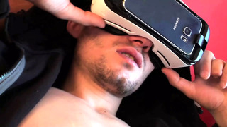 Young man helpfully gets his cock jerked to powerful orgasm at casting