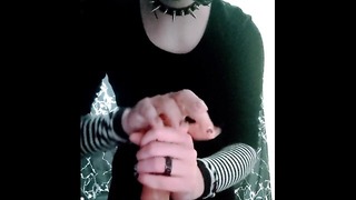 Femboy punk emo mommy gives you a handjob