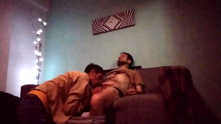 Doing a little massage and tasting cock…