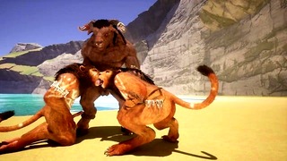 Double Furry Blowjob Minotaur Big Cock