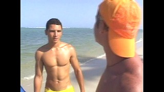 Sexy Faggot Threesome Fucking on the Beach