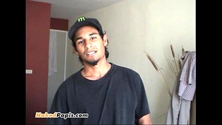 Straight Latino Boy Shows His Uncut Verga & Strokes Off. See This Papi in Acti