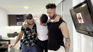 4 Muscled Twinks Swallow Load After Ass Destruction