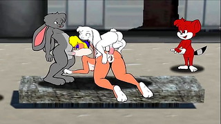Lola Bunny Fucks Toon Rabbit in Subway Stall